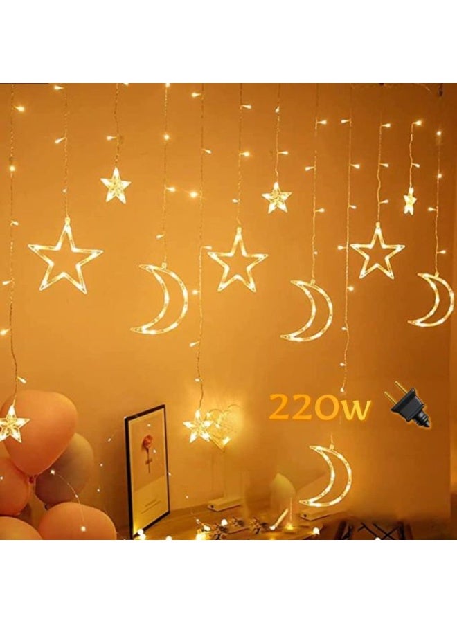 سلسلة إضاءة LED على شكل نجوم وقمر للزينة، مثالية للديكور في رمضان والمناسبات والحفلات وأعياد الميلاد، مصنوعة من خامات آمنة ومتينة وصديقة للبيئة، تمنح إضاءة دافئة ورومانسية، هدية رائعة للمناسبات والأعياد والاحتفالات المنزلية - Image 3